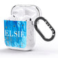 Blue Gold Marble Personalised AirPods Glitter Case Side Image