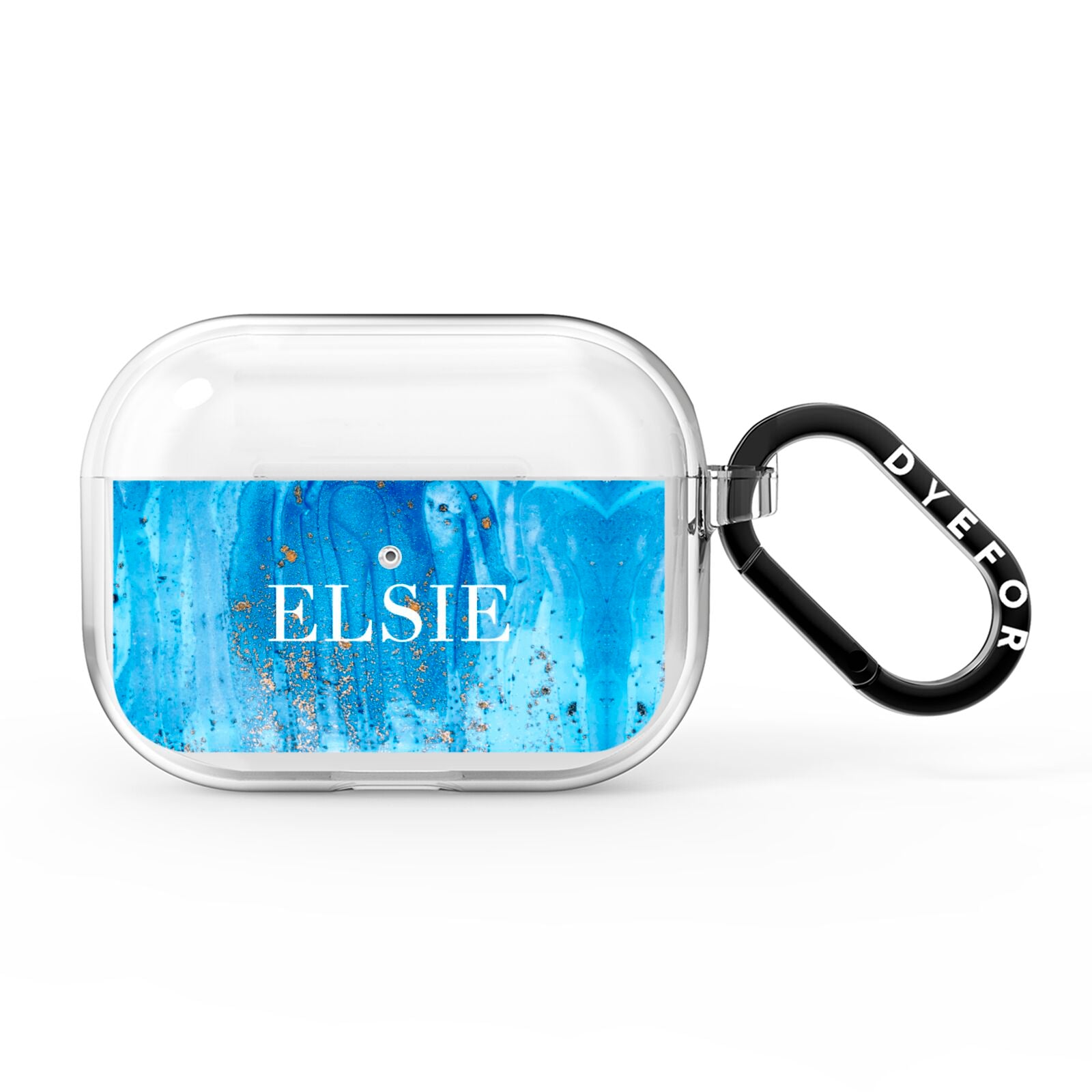 Blue Gold Marble Personalised AirPods Pro Clear Case
