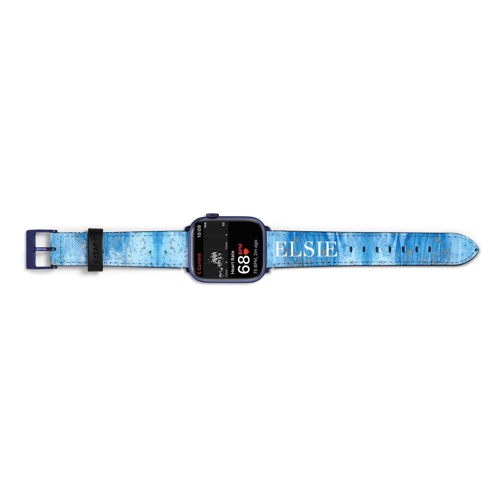 Blue Gold Marble Personalised Apple Watch Strap Size 38mm Landscape Image Blue Hardware