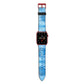 Blue Gold Marble Personalised Apple Watch Strap with Red Hardware