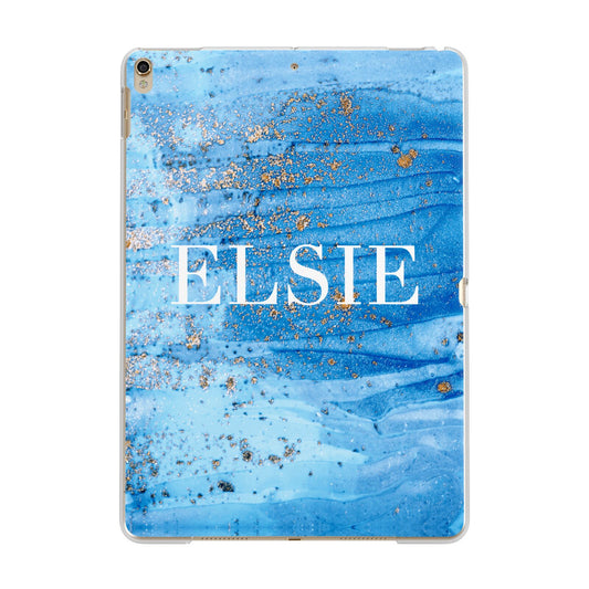 Blue Gold Marble Personalised Apple iPad Gold Case