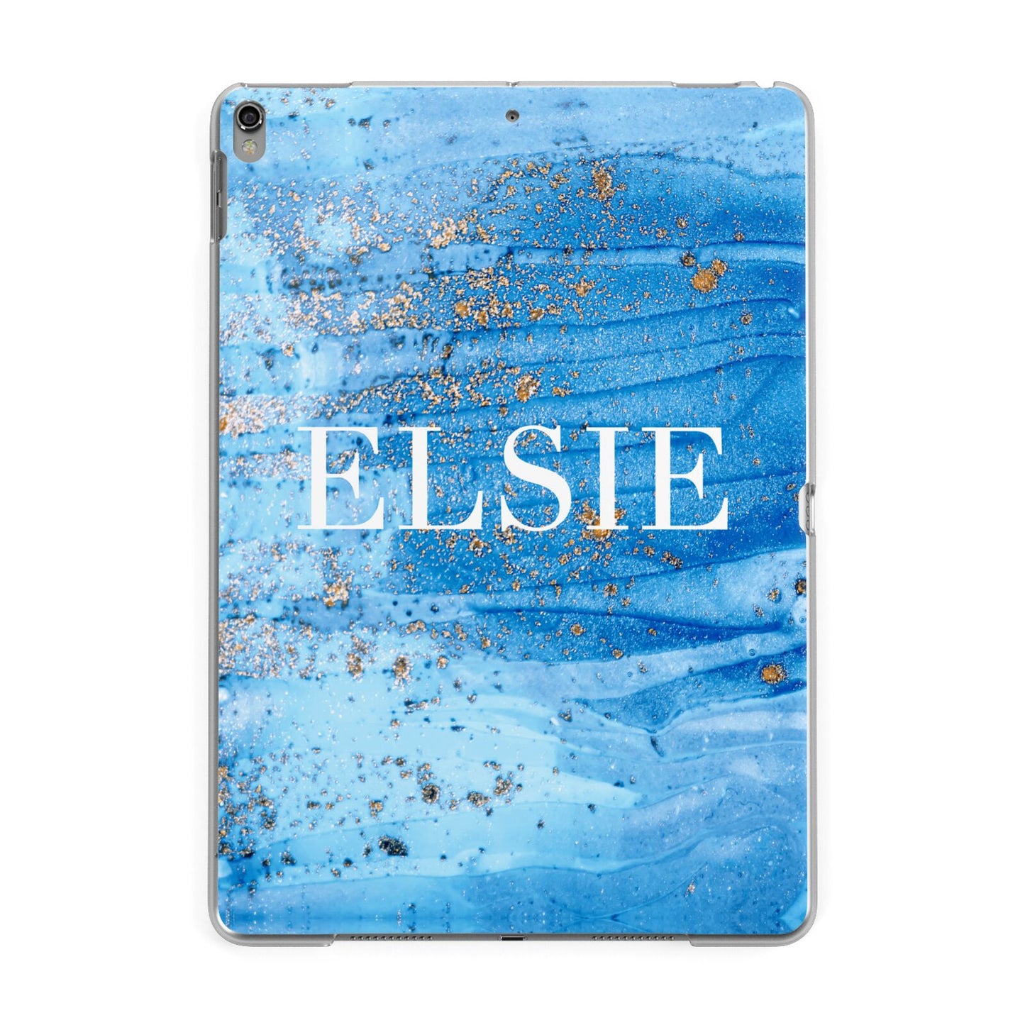 Blue Gold Marble Personalised Apple iPad Grey Case