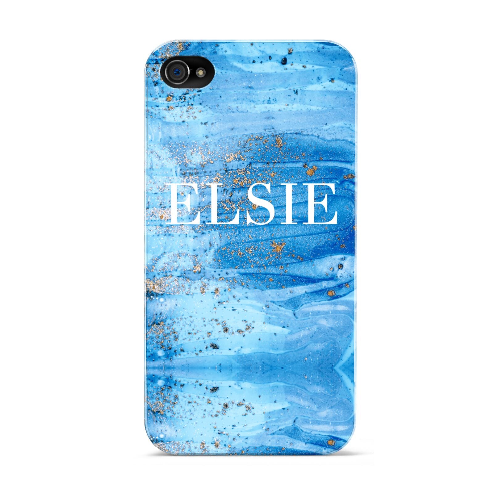Blue Gold Marble Personalised Apple iPhone 4s Case