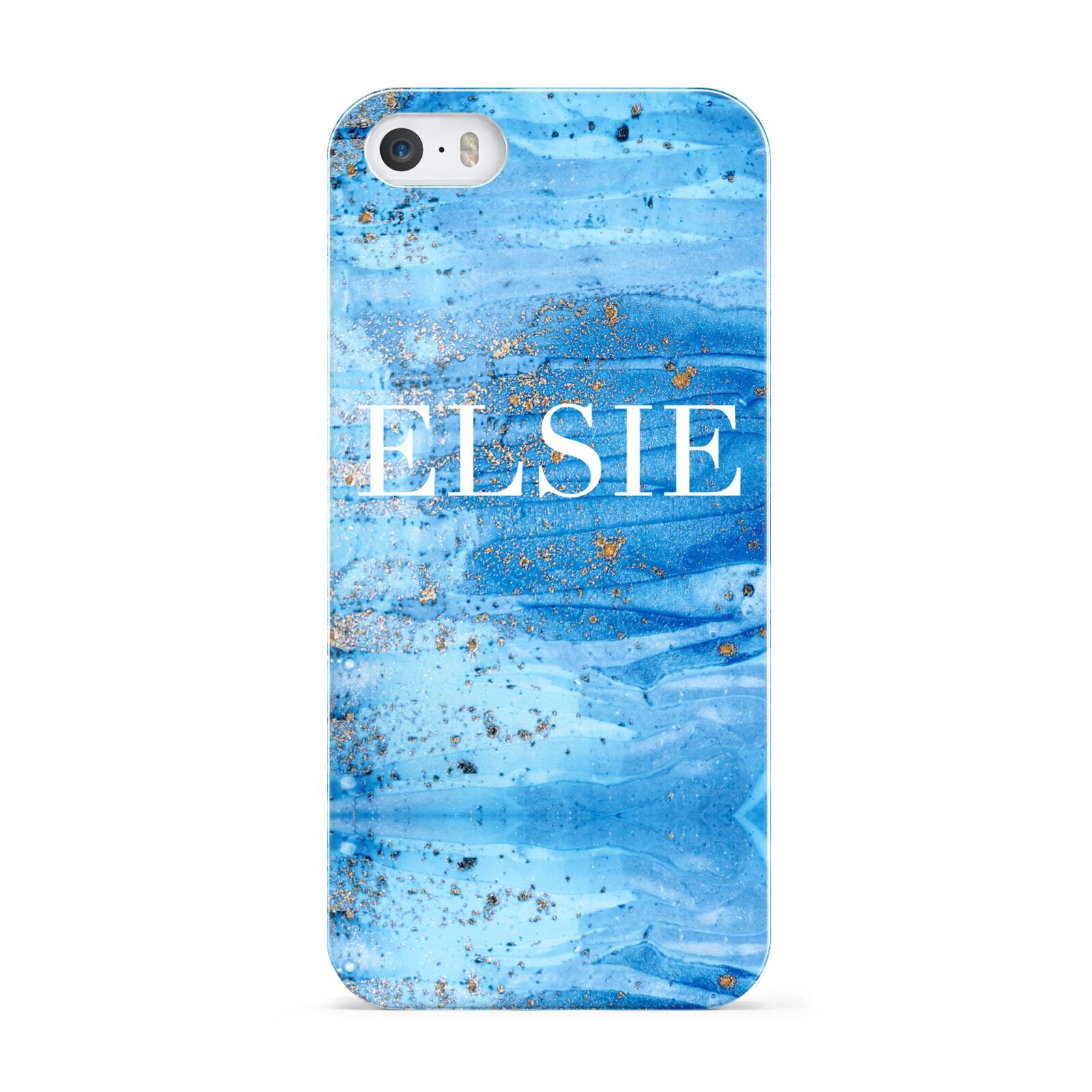 Blue Gold Marble Personalised Apple iPhone 5 Case