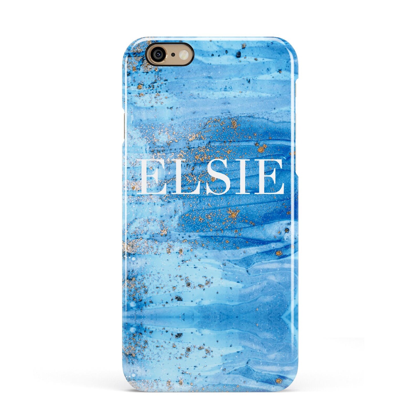 Blue Gold Marble Personalised Apple iPhone 6 3D Snap Case