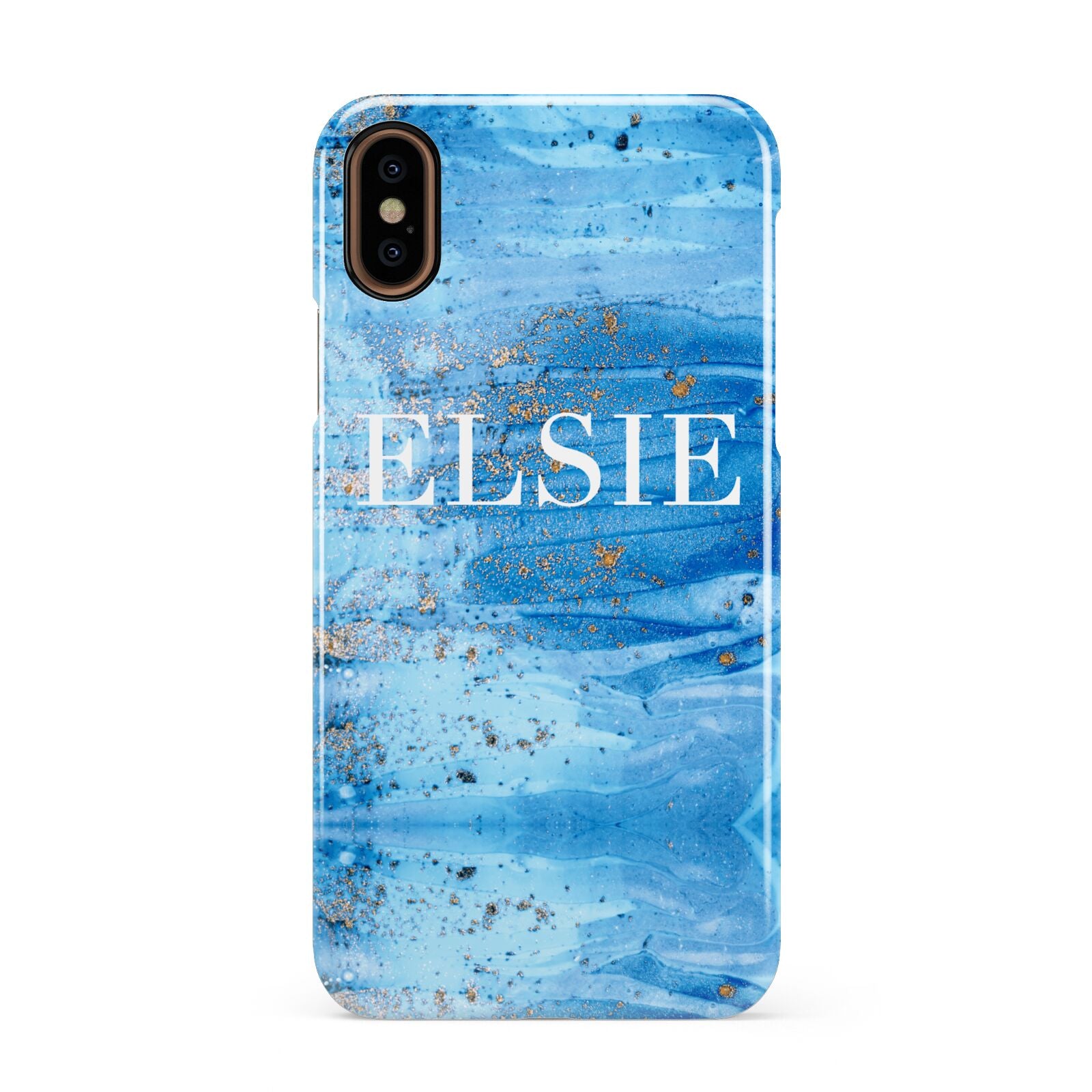 Blue Gold Marble Personalised Apple iPhone XS 3D Snap Case