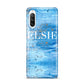Blue Gold Marble Personalised Sony Xperia 10 III Case