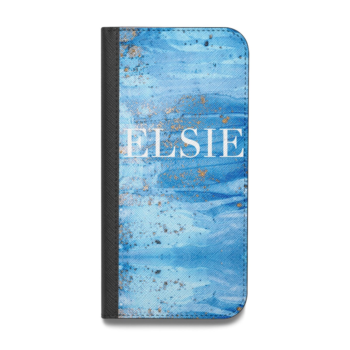 Blue Gold Marble Personalised Vegan Leather Flip Samsung Case