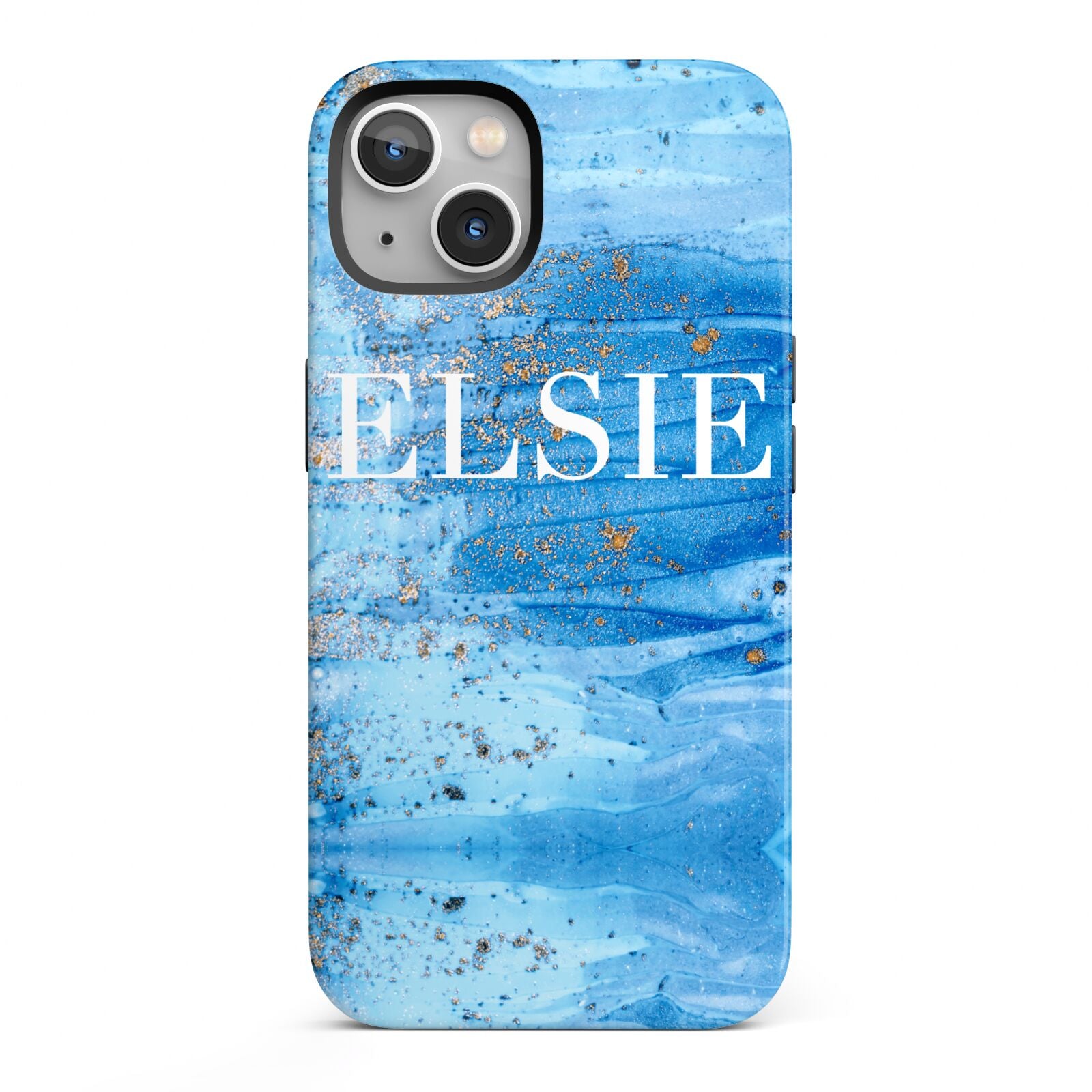 Blue Gold Marble Personalised iPhone 13 Full Wrap 3D Tough Case