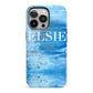 Blue Gold Marble Personalised iPhone 13 Pro Full Wrap 3D Tough Case