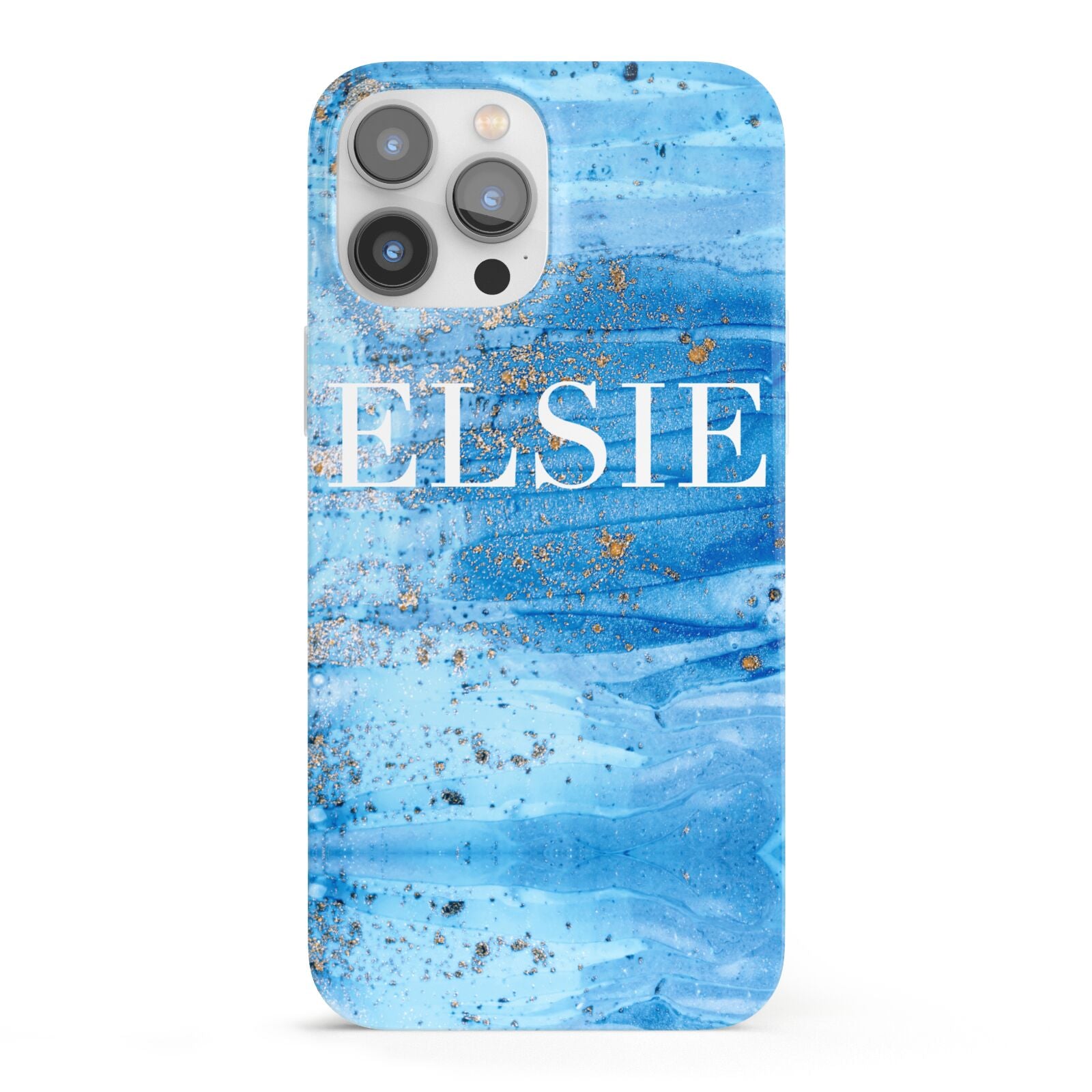 Blue Gold Marble Personalised iPhone 13 Pro Max Full Wrap 3D Snap Case