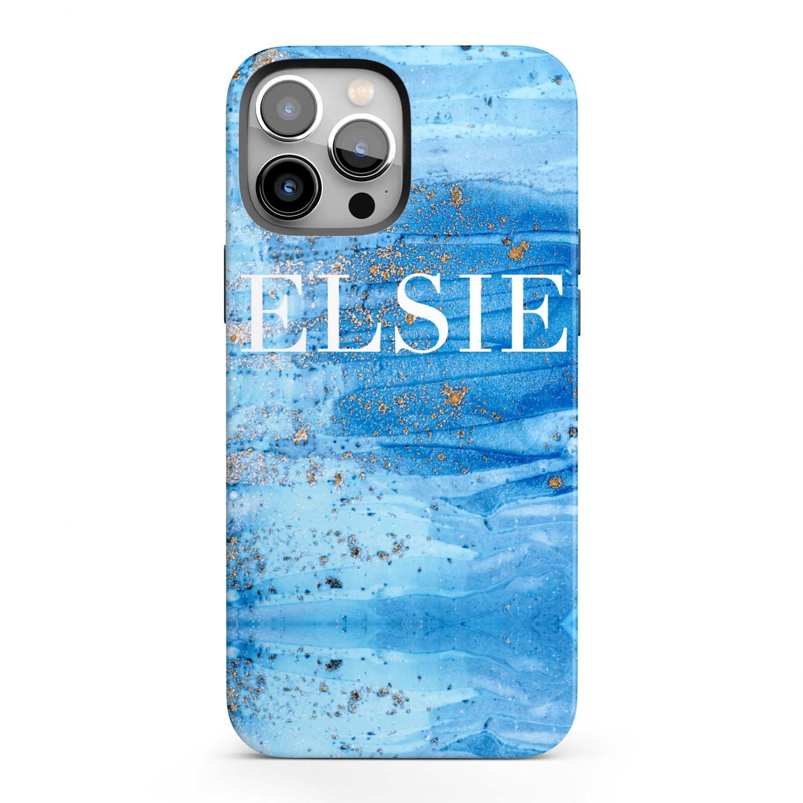 Blue Gold Marble Personalised iPhone 13 Pro Max Full Wrap 3D Tough Case