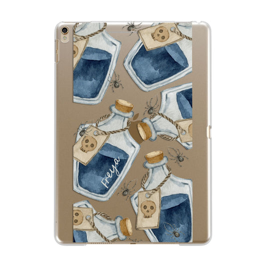 Blue Halloween Potion Apple iPad Gold Case