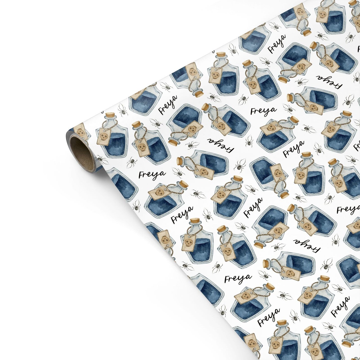 Blue Halloween Potion Personalised Gift Wrap