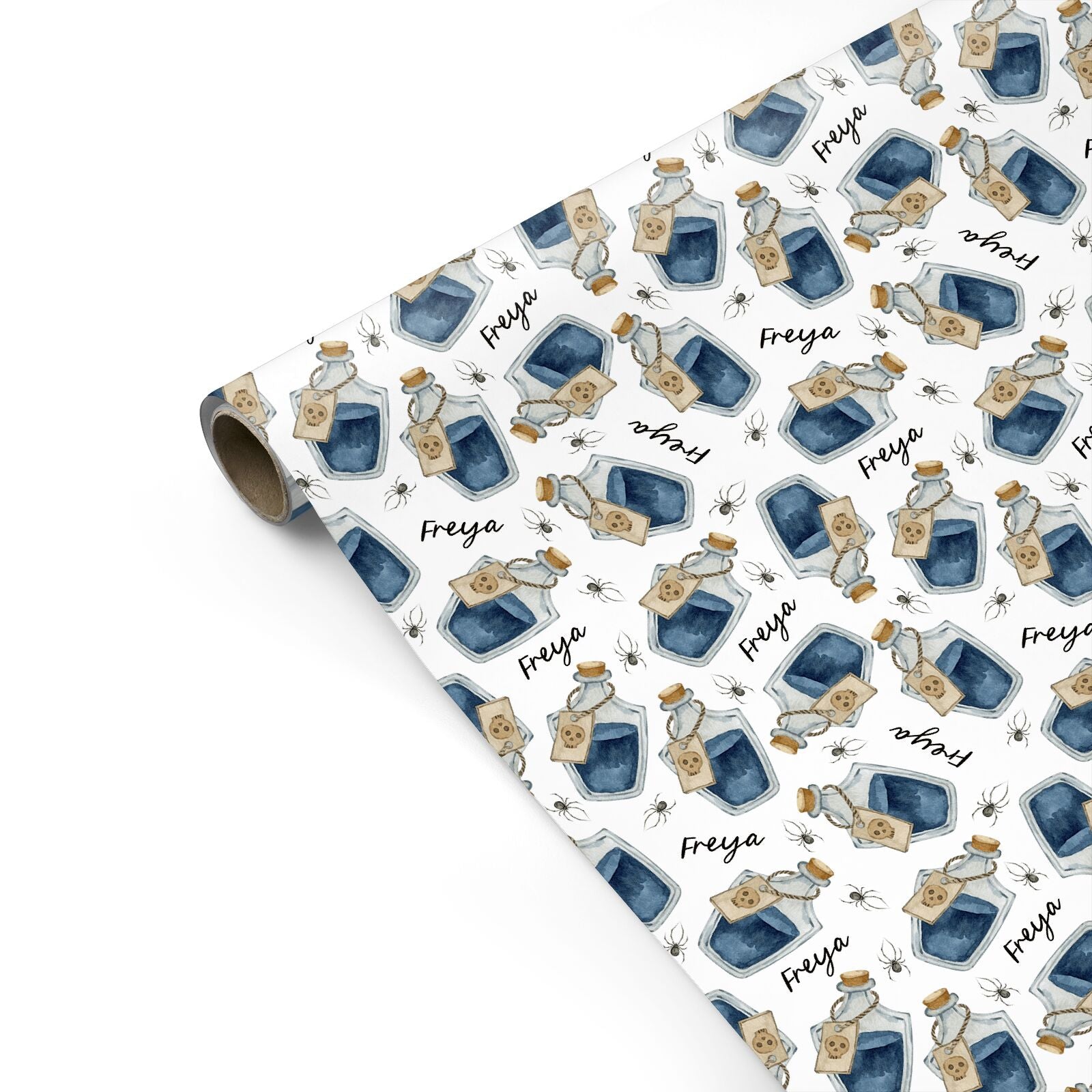 Blue Halloween Potion Personalised Gift Wrap