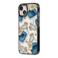 Blue Halloween Potion iPhone 14 Black Impact Case Side Angle on Silver phone