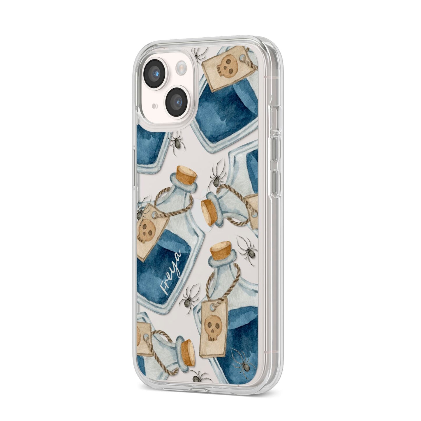 Blue Halloween Potion iPhone 14 Clear Tough Case Starlight Angled Image