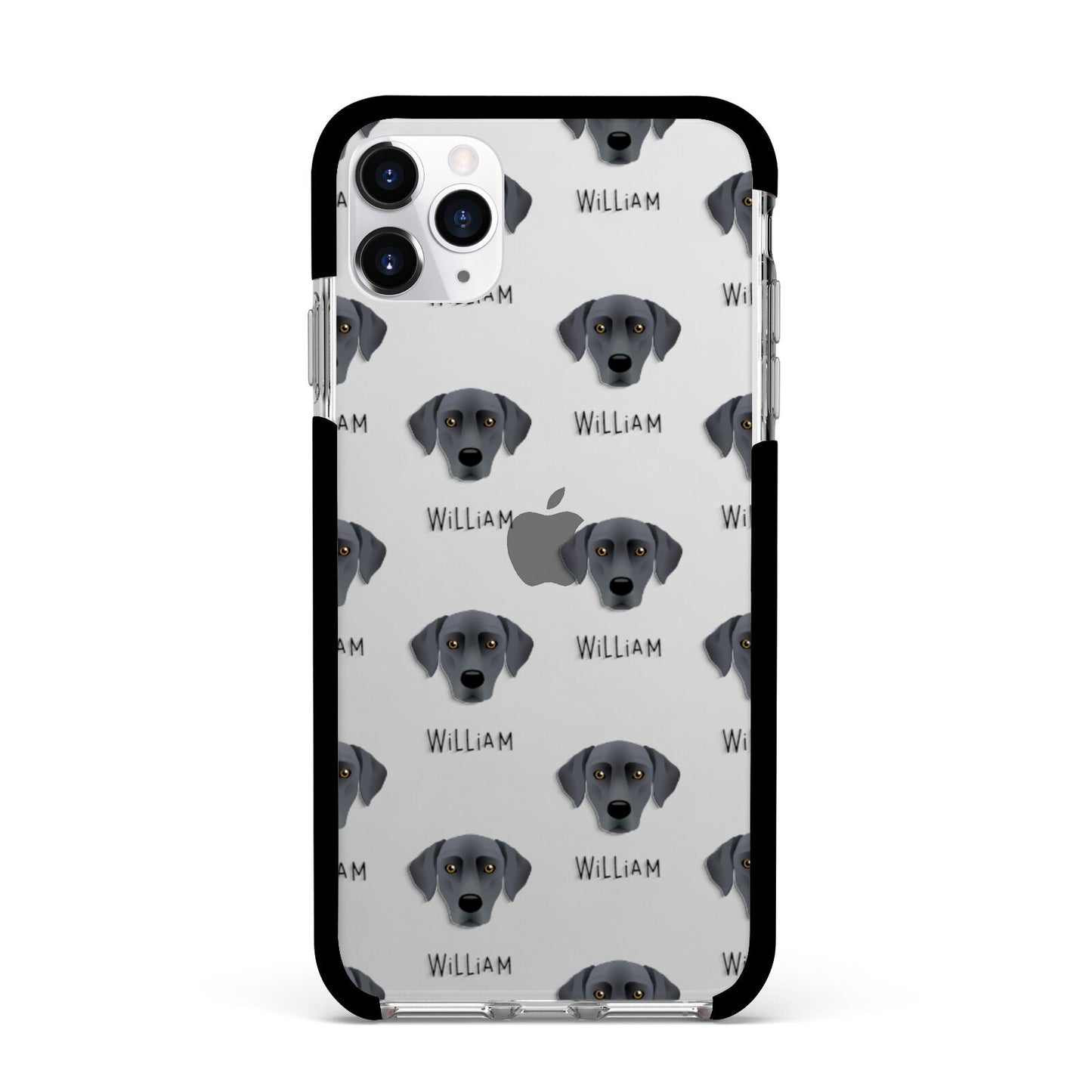 Blue Lacy Icon with Name Apple iPhone 11 Pro Max in Silver with Black Impact Case
