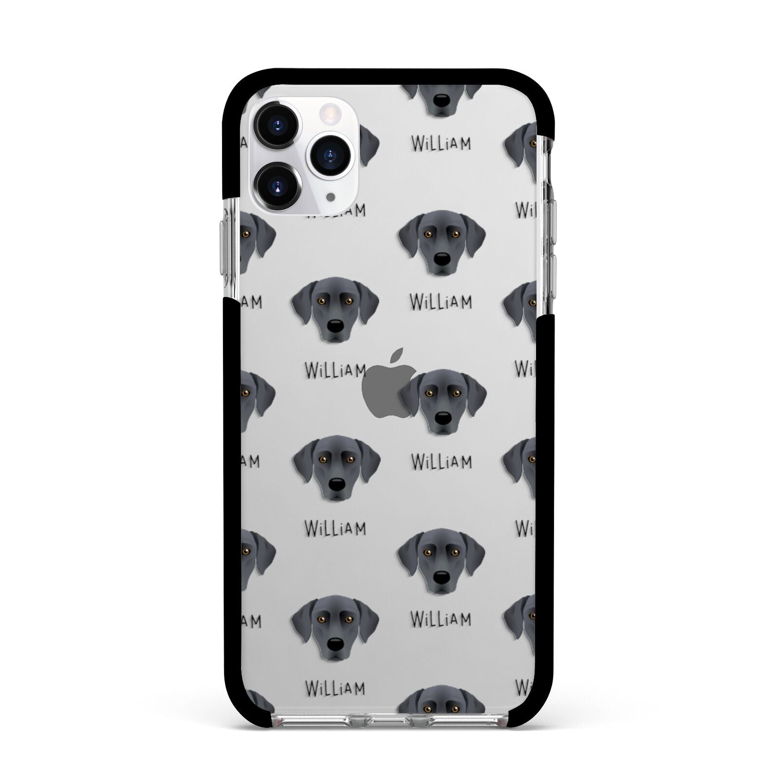 Blue Lacy Icon with Name Apple iPhone 11 Pro Max in Silver with Black Impact Case