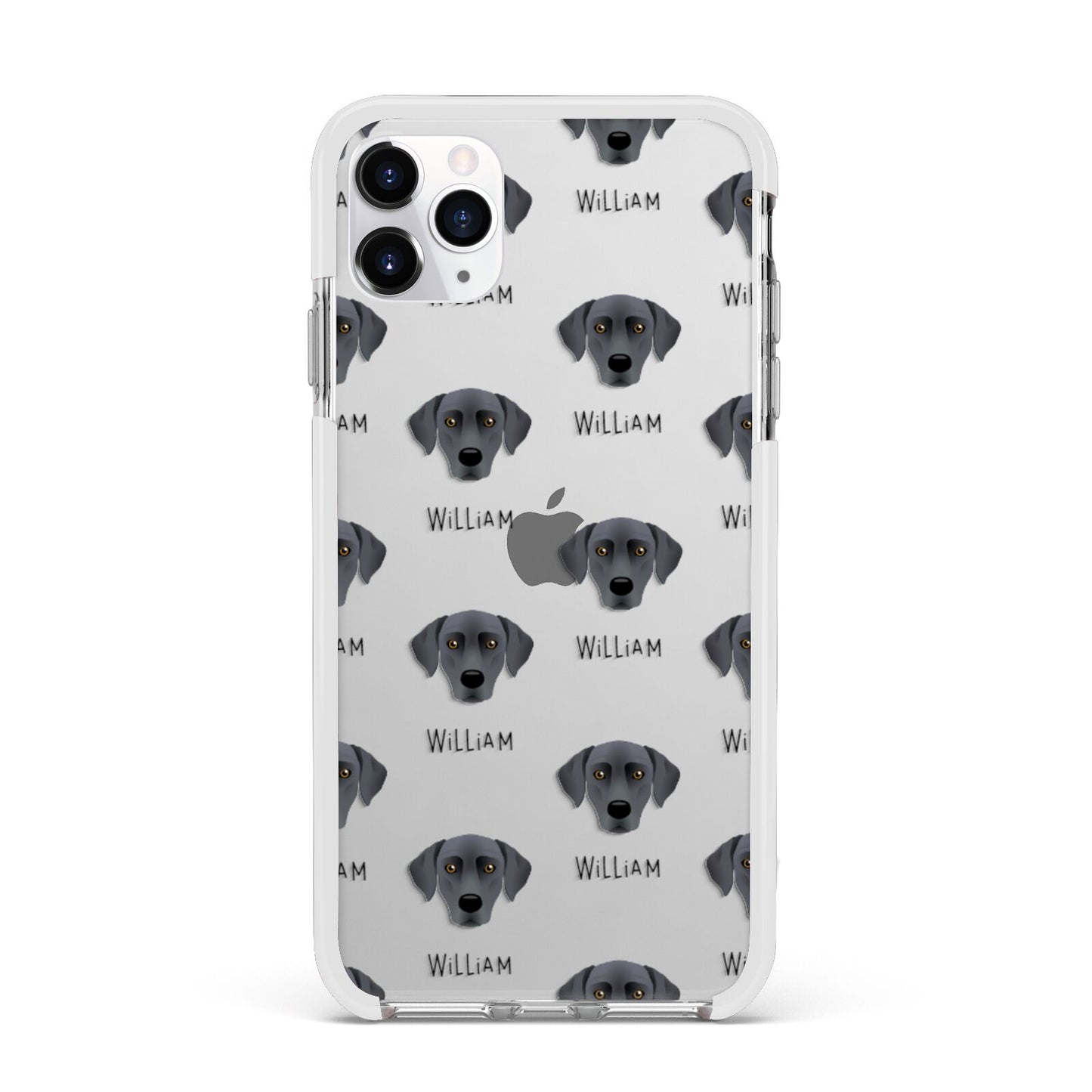 Blue Lacy Icon with Name Apple iPhone 11 Pro Max in Silver with White Impact Case