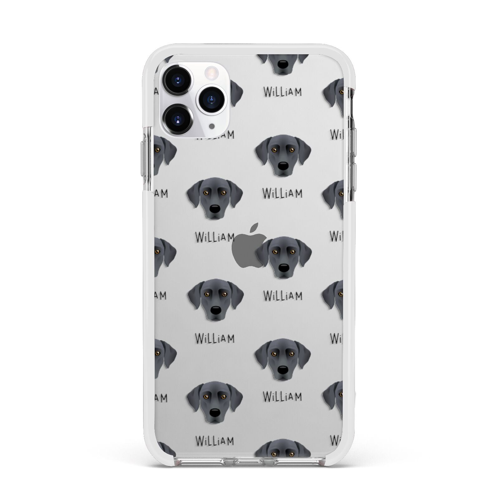 Blue Lacy Icon with Name Apple iPhone 11 Pro Max in Silver with White Impact Case