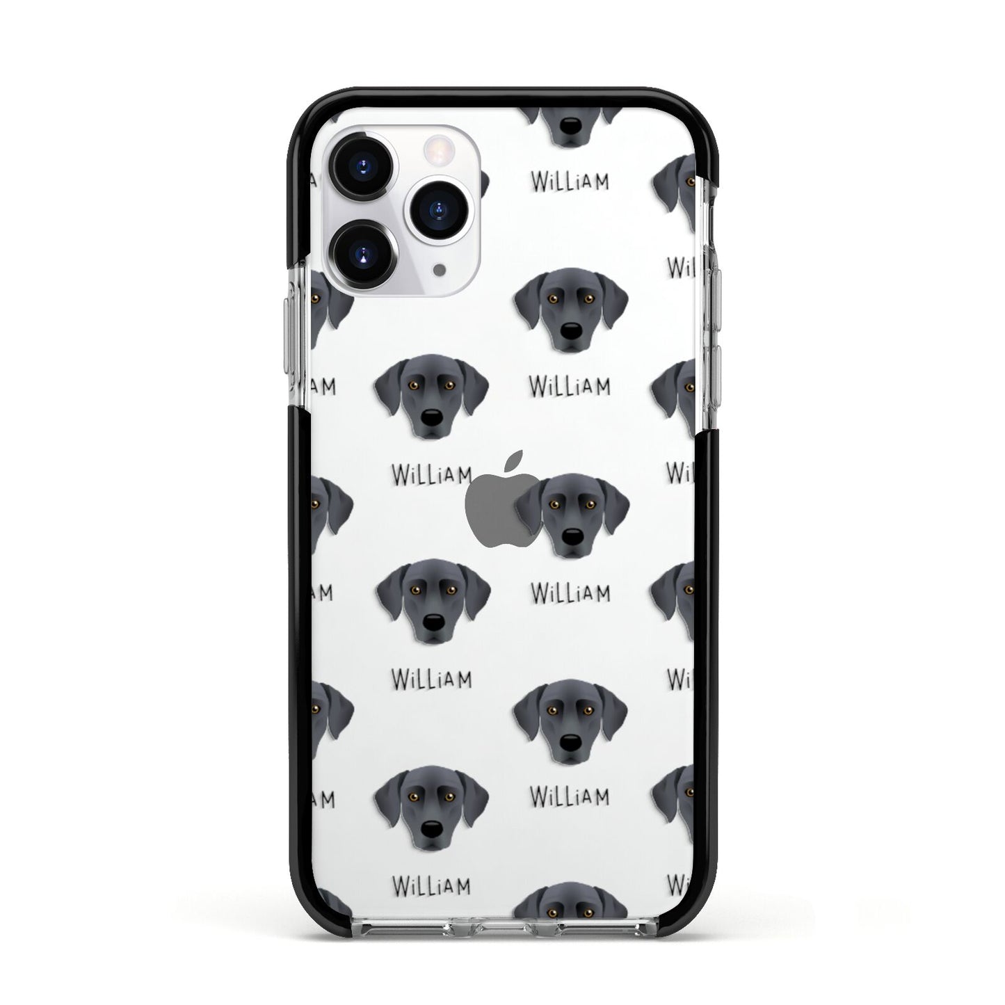 Blue Lacy Icon with Name Apple iPhone 11 Pro in Silver with Black Impact Case
