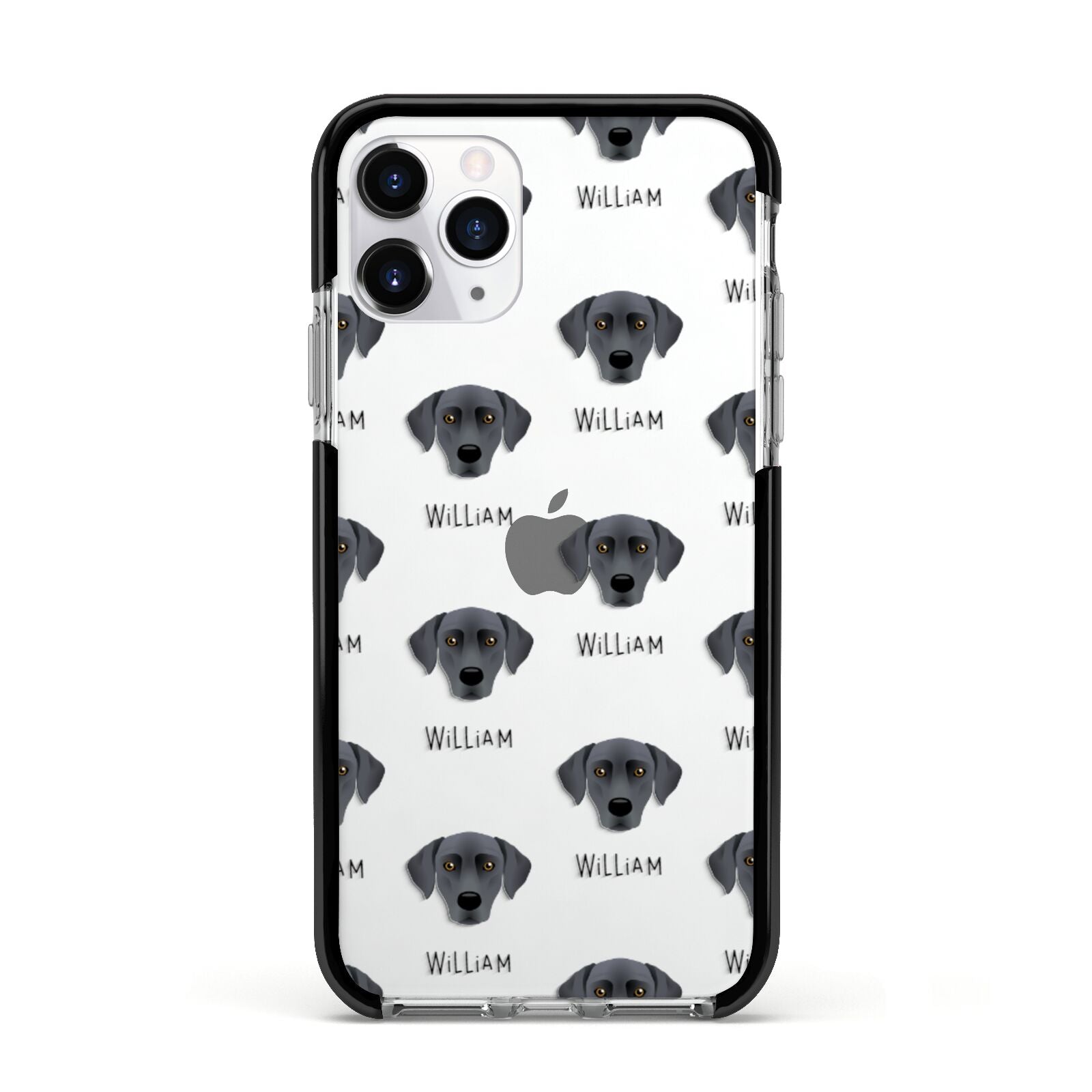 Blue Lacy Icon with Name Apple iPhone 11 Pro in Silver with Black Impact Case