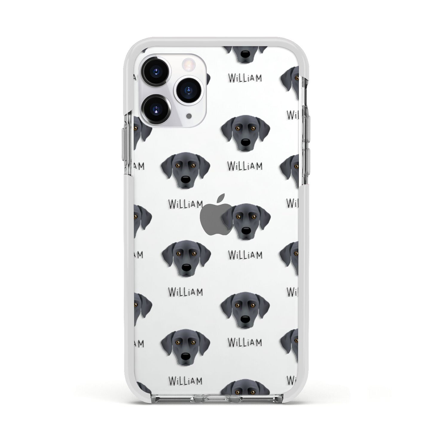 Blue Lacy Icon with Name Apple iPhone 11 Pro in Silver with White Impact Case