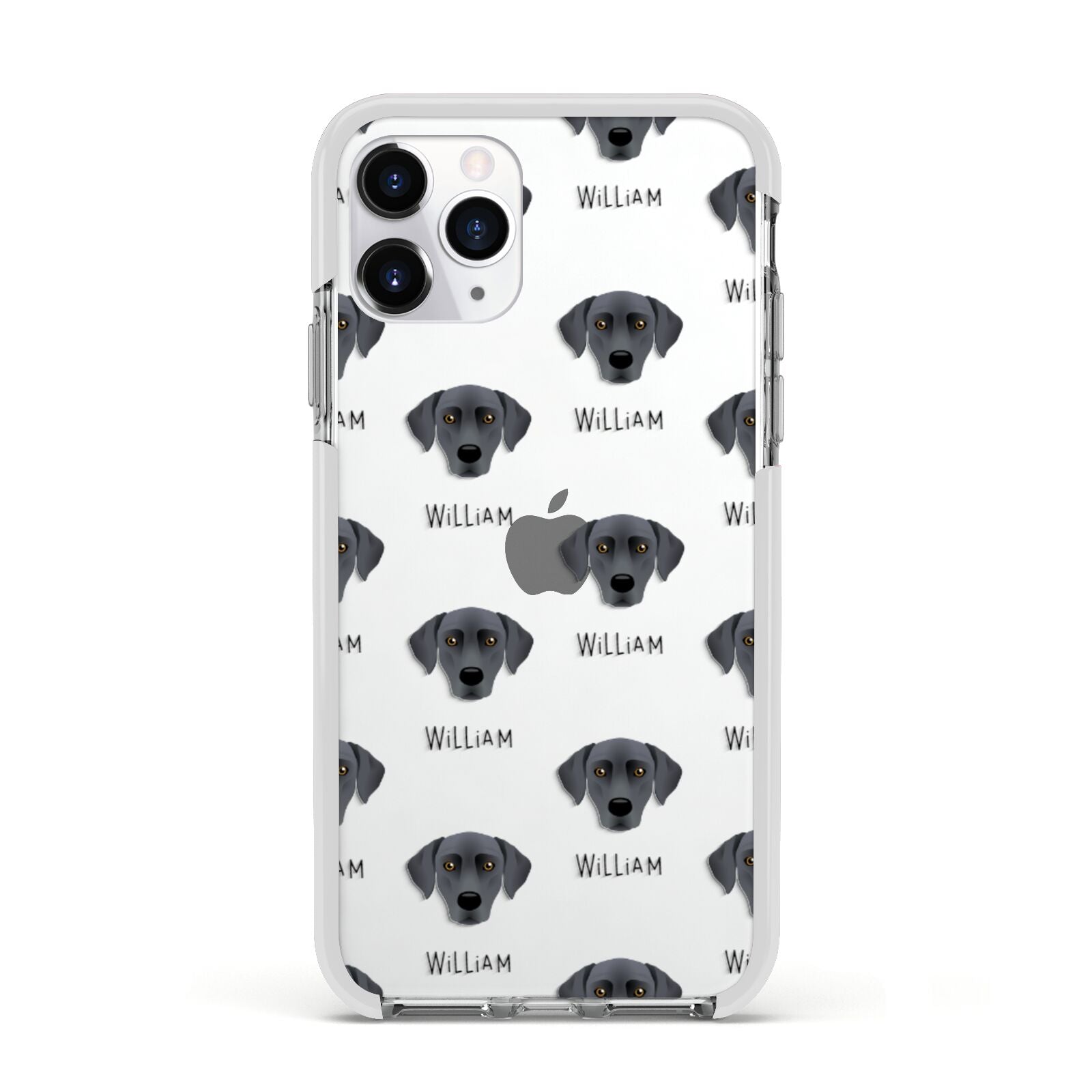 Blue Lacy Icon with Name Apple iPhone 11 Pro in Silver with White Impact Case