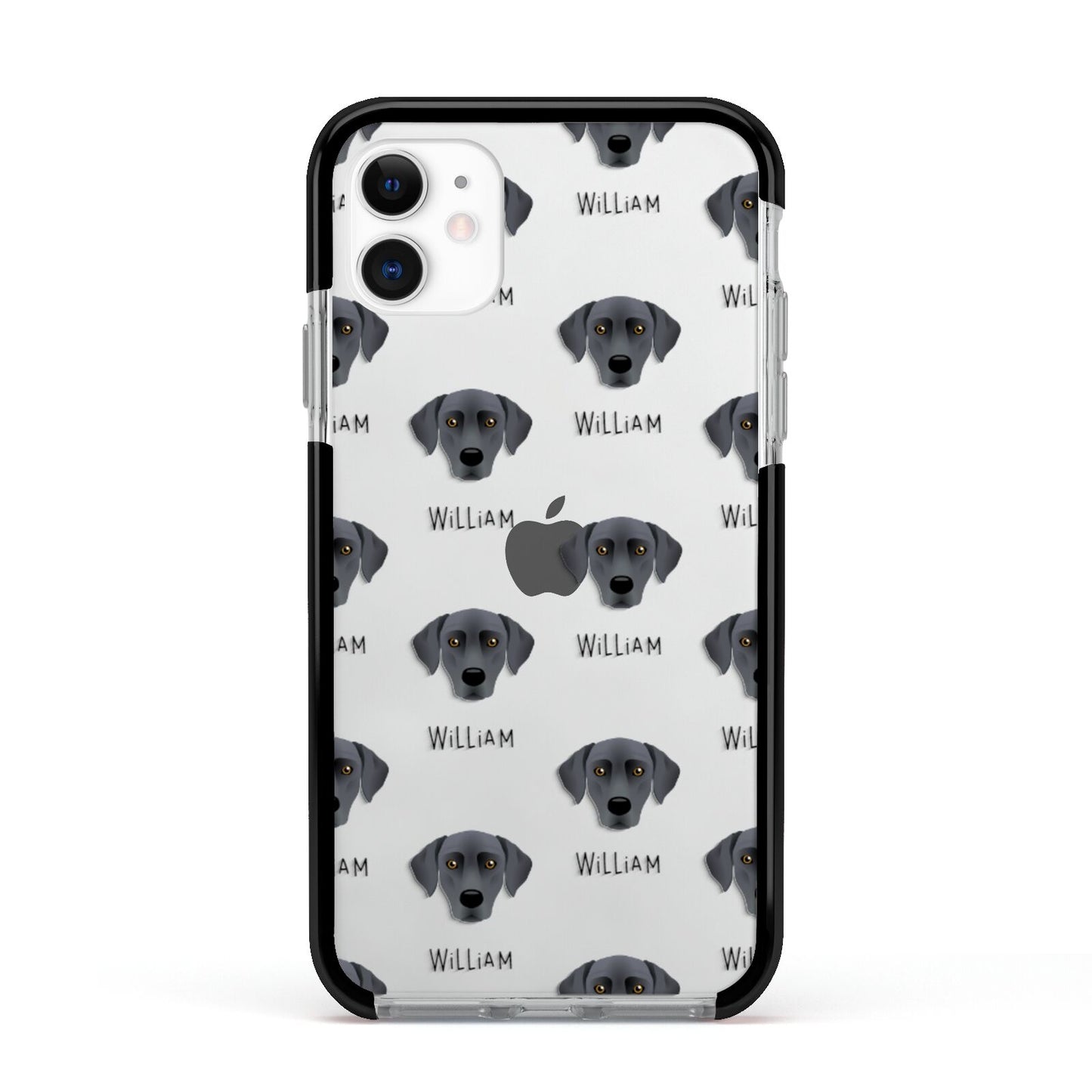 Blue Lacy Icon with Name Apple iPhone 11 in White with Black Impact Case
