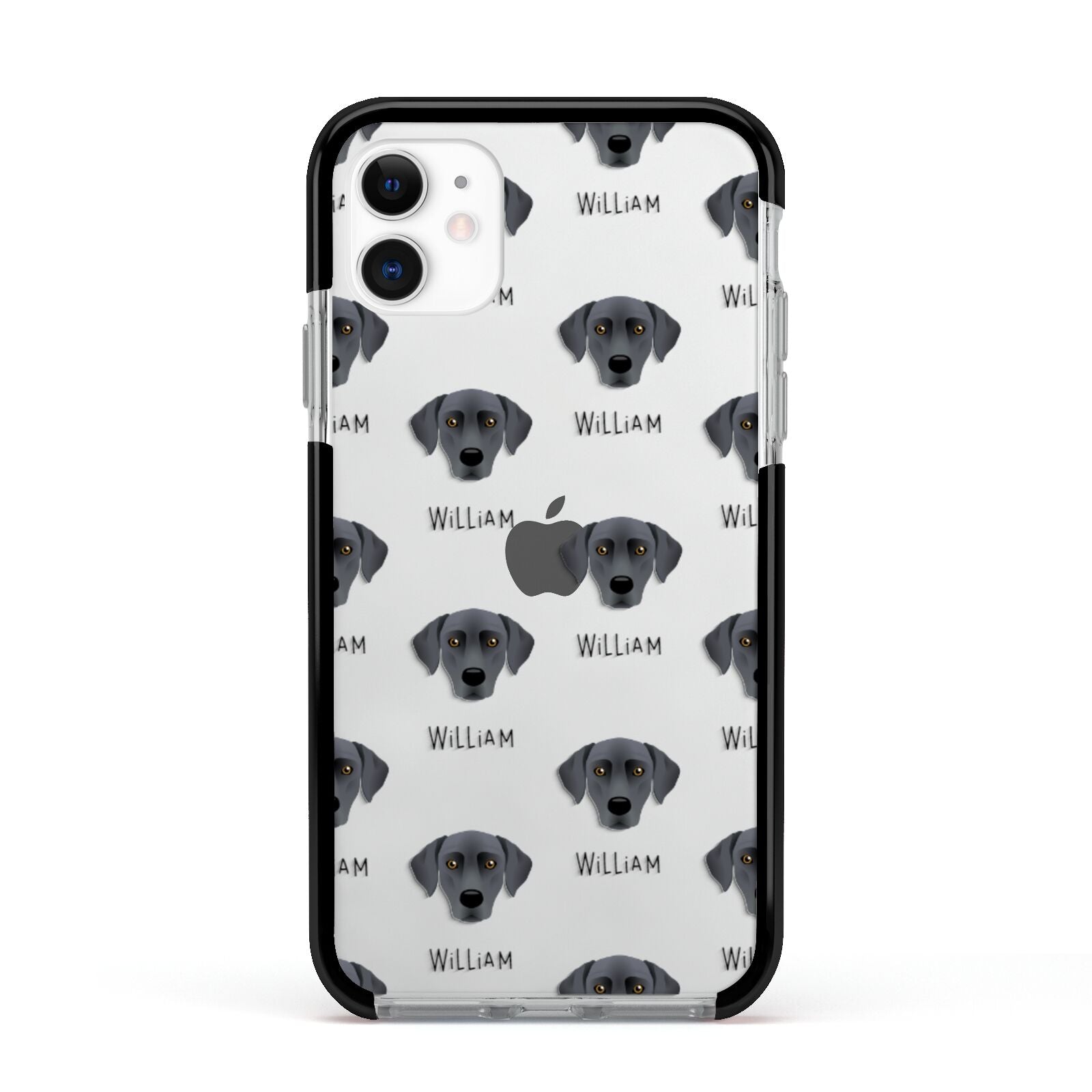 Blue Lacy Icon with Name Apple iPhone 11 in White with Black Impact Case