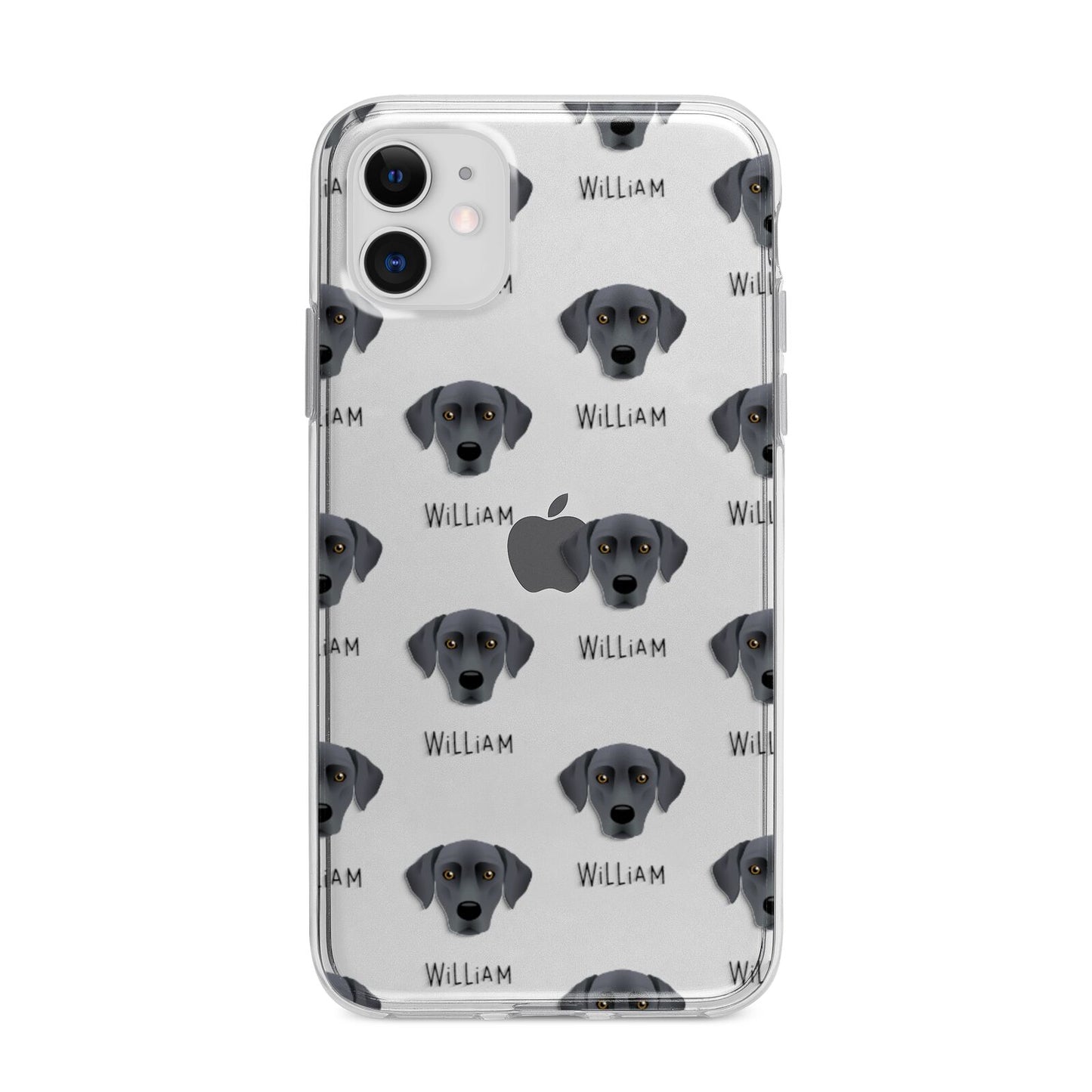 Blue Lacy Icon with Name Apple iPhone 11 in White with Bumper Case