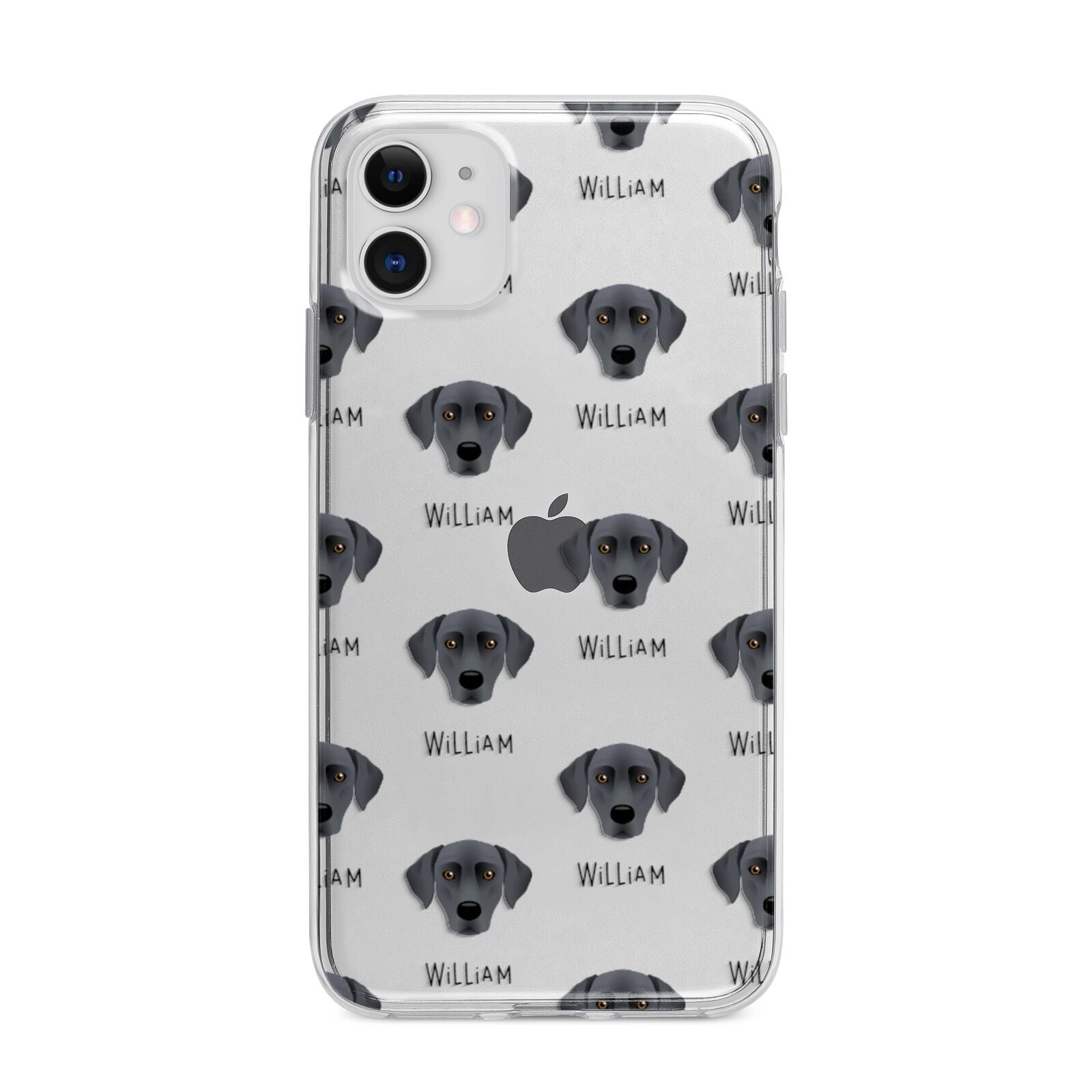 Blue Lacy Icon with Name Apple iPhone 11 in White with Bumper Case