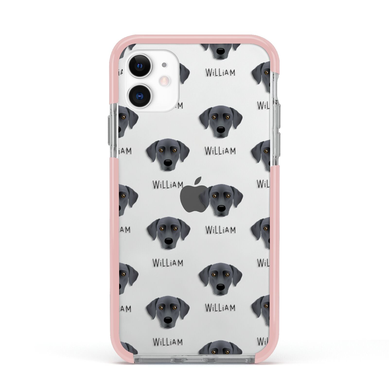 Blue Lacy Icon with Name Apple iPhone 11 in White with Pink Impact Case