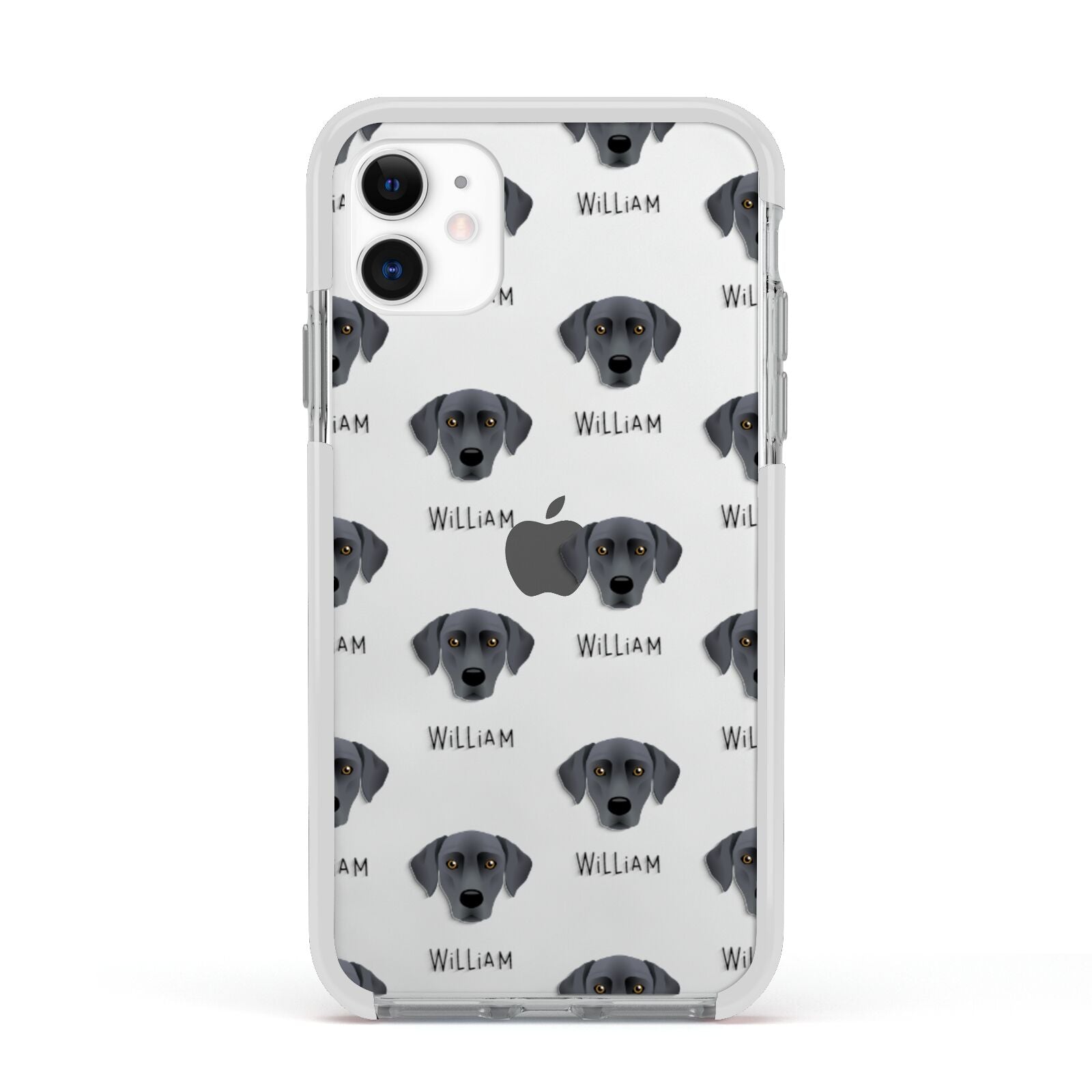 Blue Lacy Icon with Name Apple iPhone 11 in White with White Impact Case