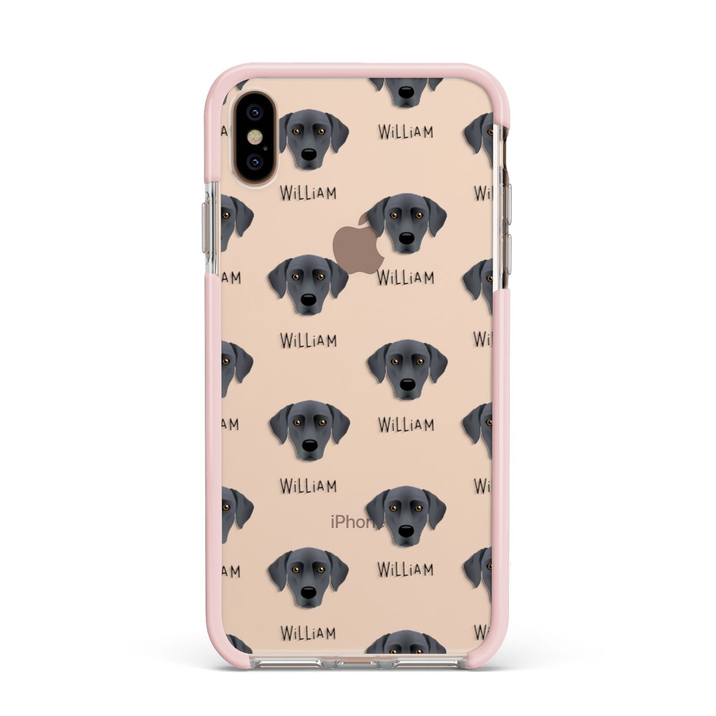 Blue Lacy Icon with Name Apple iPhone Xs Max Impact Case Pink Edge on Gold Phone