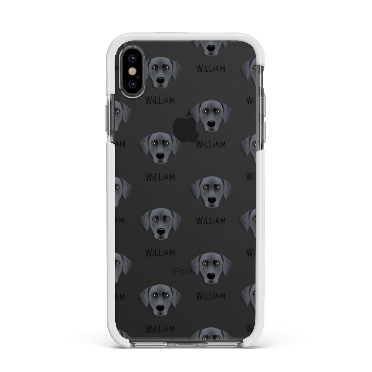 Blue Lacy Icon with Name Apple iPhone Xs Max Impact Case White Edge on Black Phone