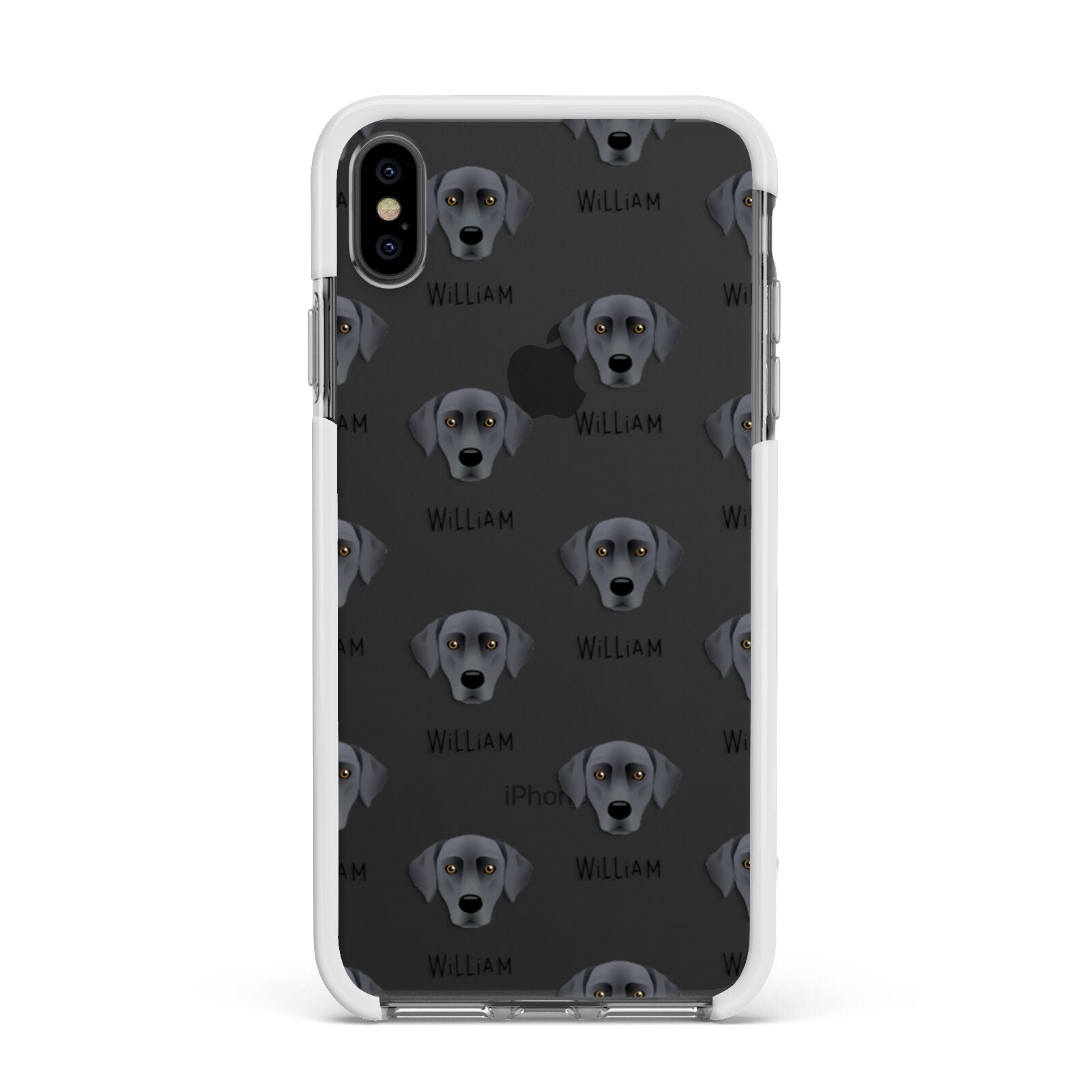 Blue Lacy Icon with Name Apple iPhone Xs Max Impact Case White Edge on Black Phone