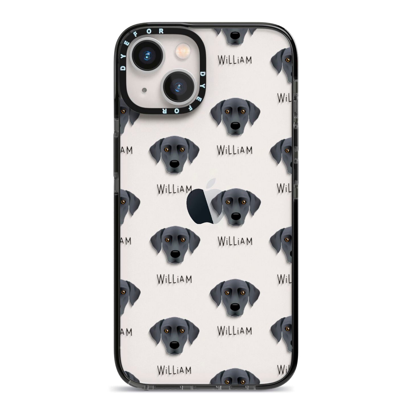 Blue Lacy Icon with Name iPhone 13 Black Impact Case on Silver phone