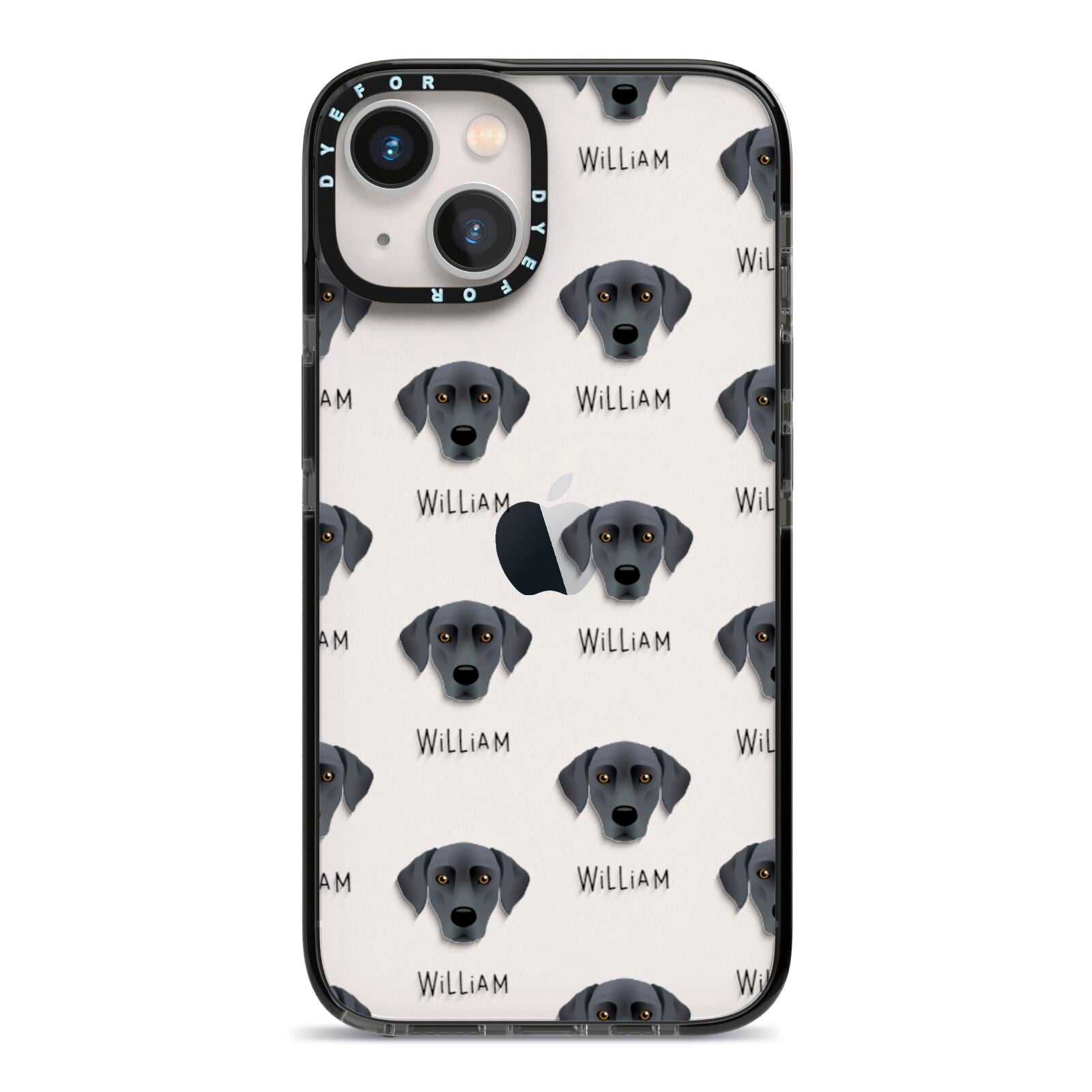 Blue Lacy Icon with Name iPhone 13 Black Impact Case on Silver phone