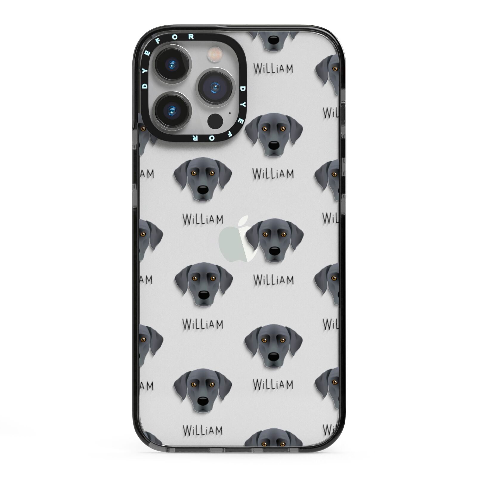 Blue Lacy Icon with Name iPhone 13 Pro Max Black Impact Case on Silver phone