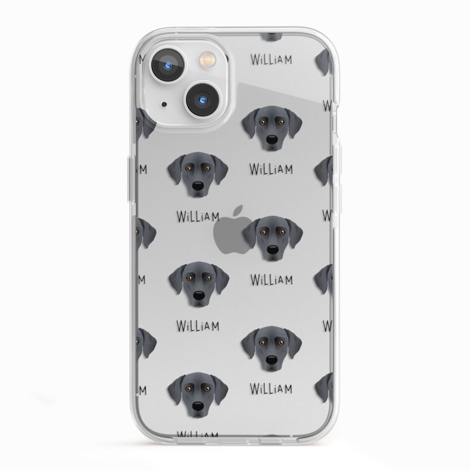 Blue Lacy Icon with Name iPhone 13 TPU Impact Case with White Edges