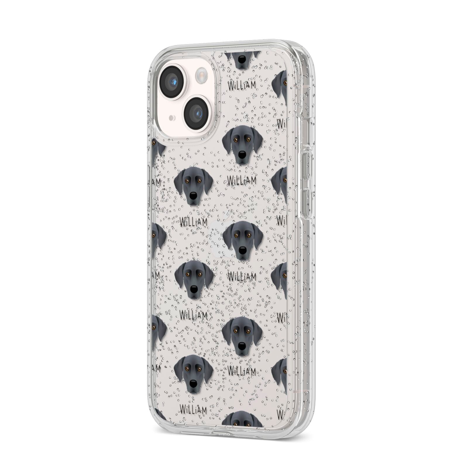 Blue Lacy Icon with Name iPhone 14 Glitter Tough Case Starlight Angled Image