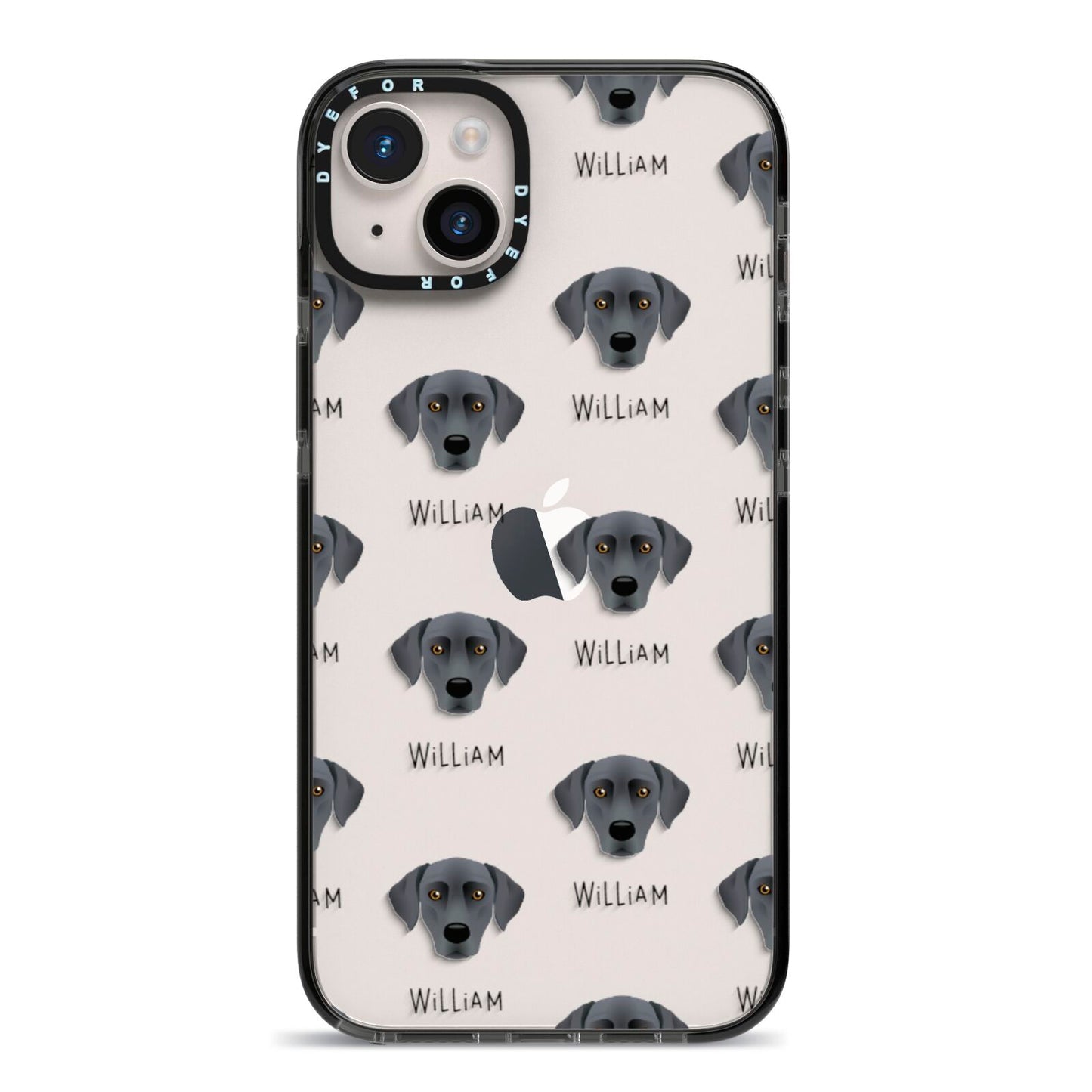 Blue Lacy Icon with Name iPhone 14 Plus Black Impact Case on Silver phone