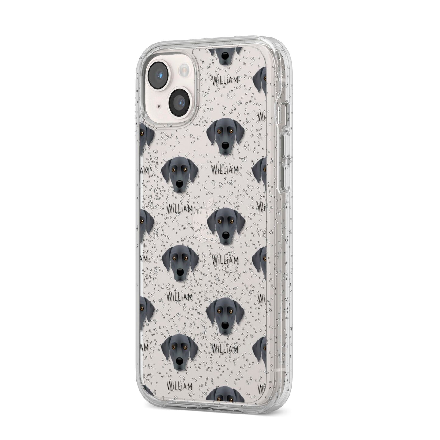 Blue Lacy Icon with Name iPhone 14 Plus Glitter Tough Case Starlight Angled Image