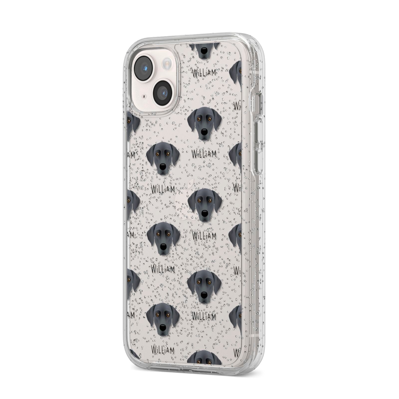 Blue Lacy Icon with Name iPhone 14 Plus Glitter Tough Case Starlight Angled Image