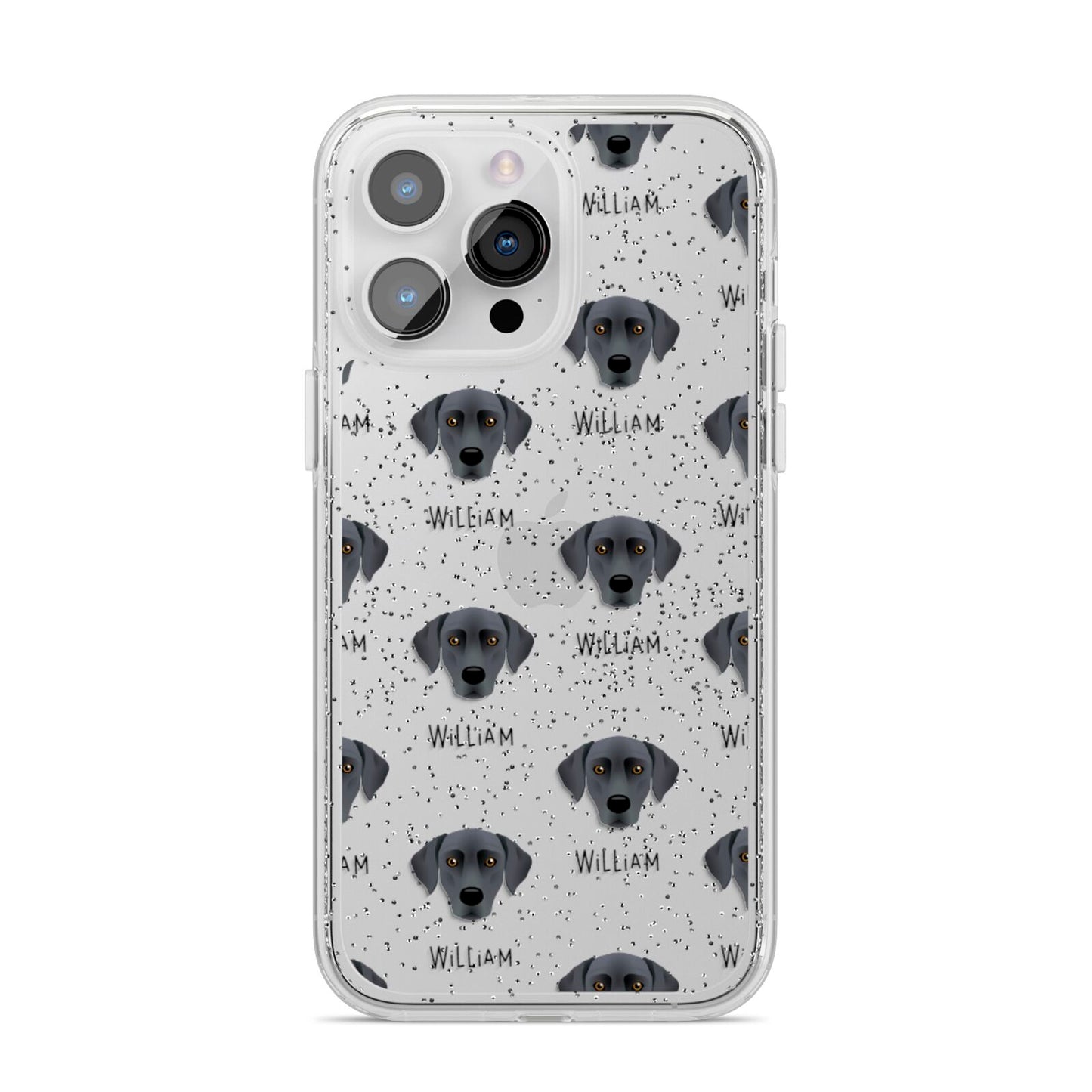 Blue Lacy Icon with Name iPhone 14 Pro Max Glitter Tough Case Silver