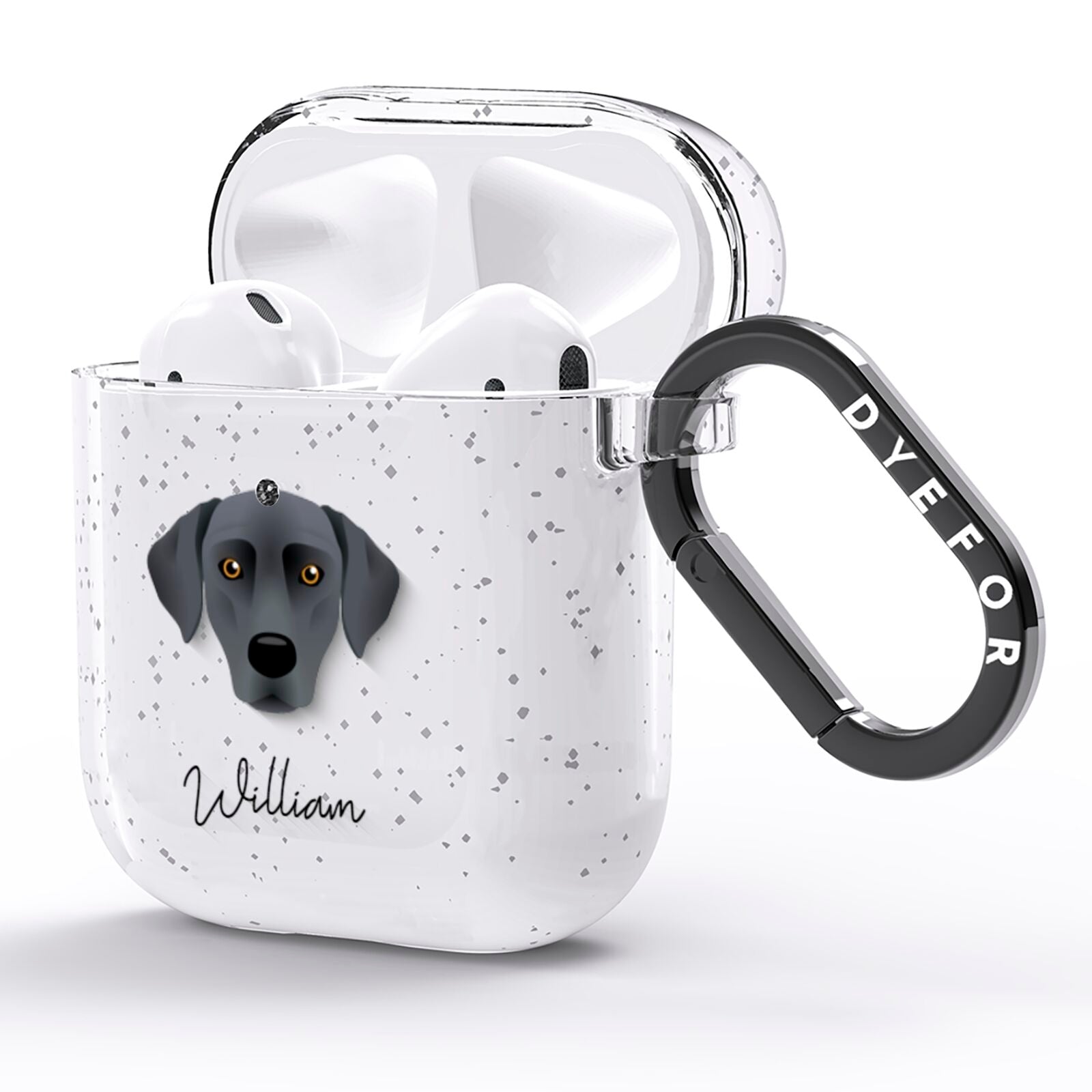 Blue Lacy Personalised AirPods Glitter Case Side Image