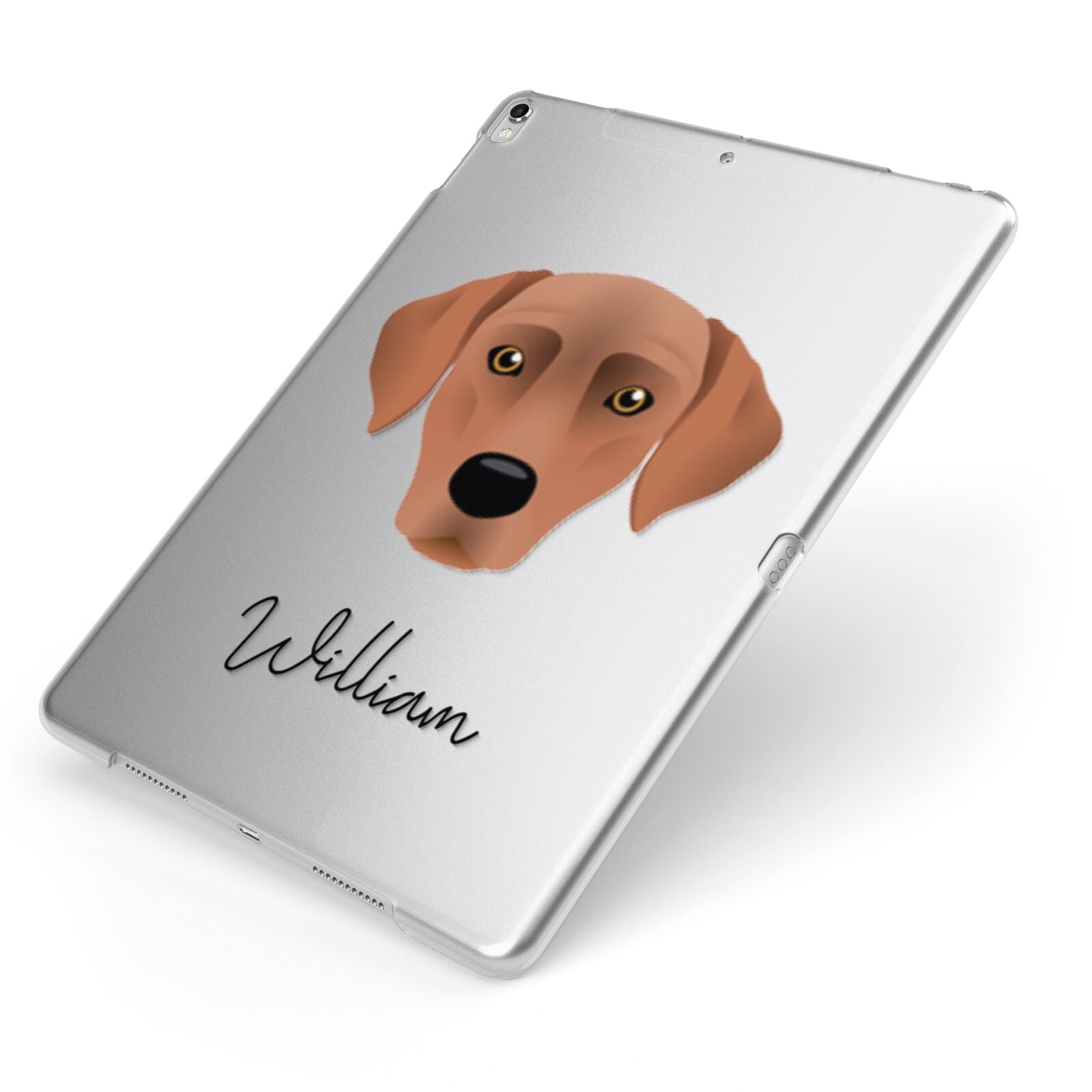 Blue Lacy Personalised Apple iPad Case on Silver iPad Side View