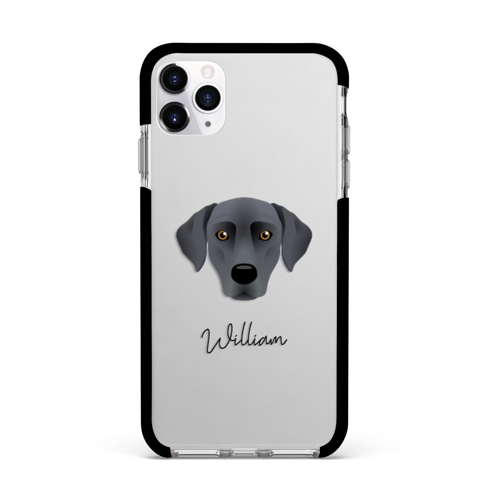 Blue Lacy Personalised Apple iPhone 11 Pro Max in Silver with Black Impact Case